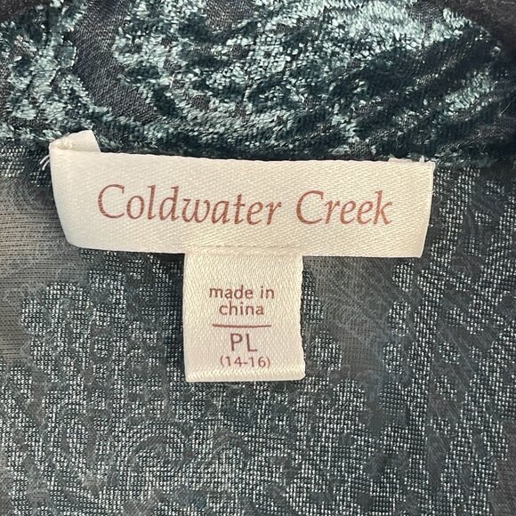 Coldwater Creek Womens Petite Large Paisley Crushed Velvet Button Up Blouse - Picture 3 of 10